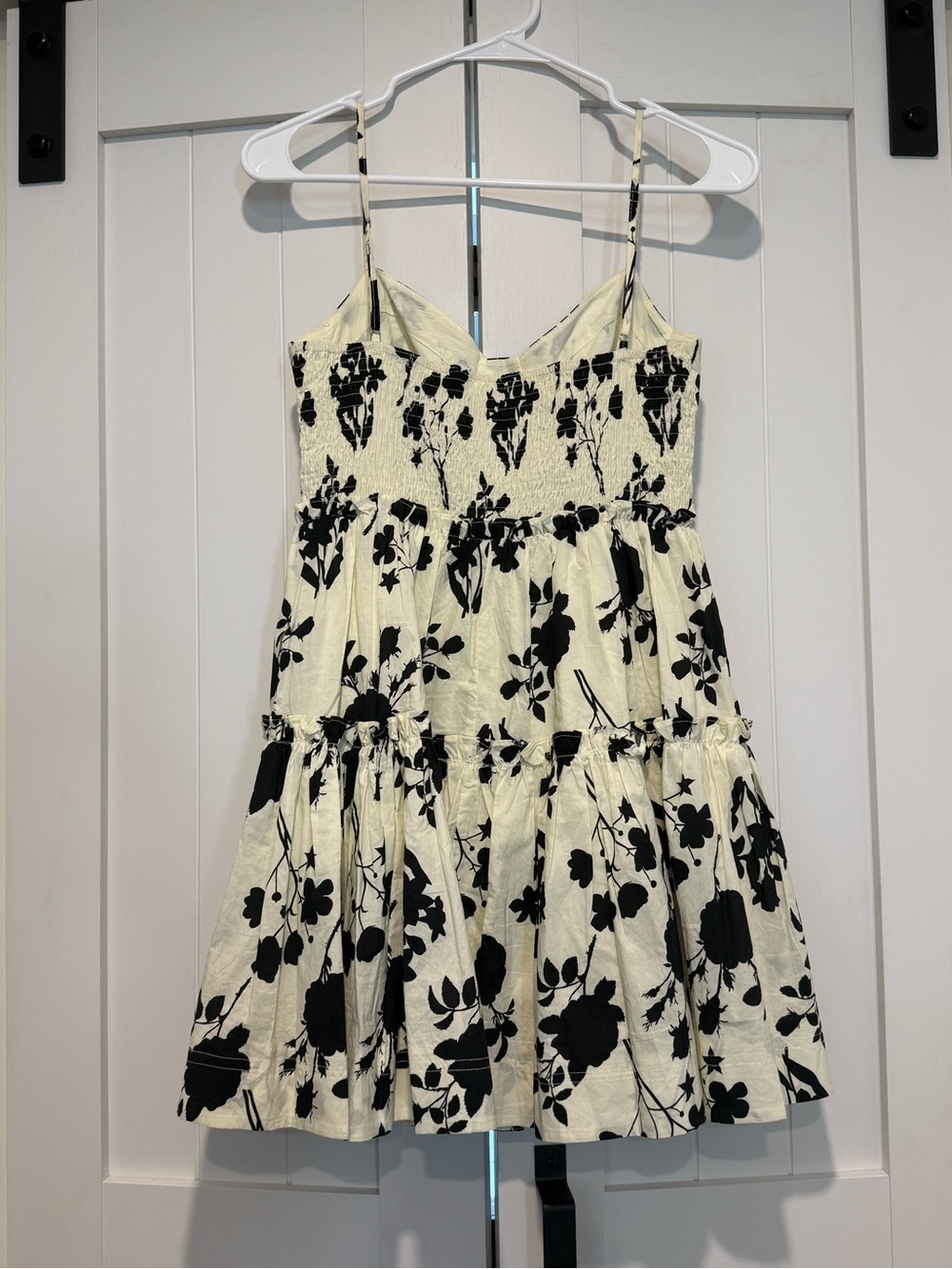 Lush Cream Sundress with Black Floral Print
